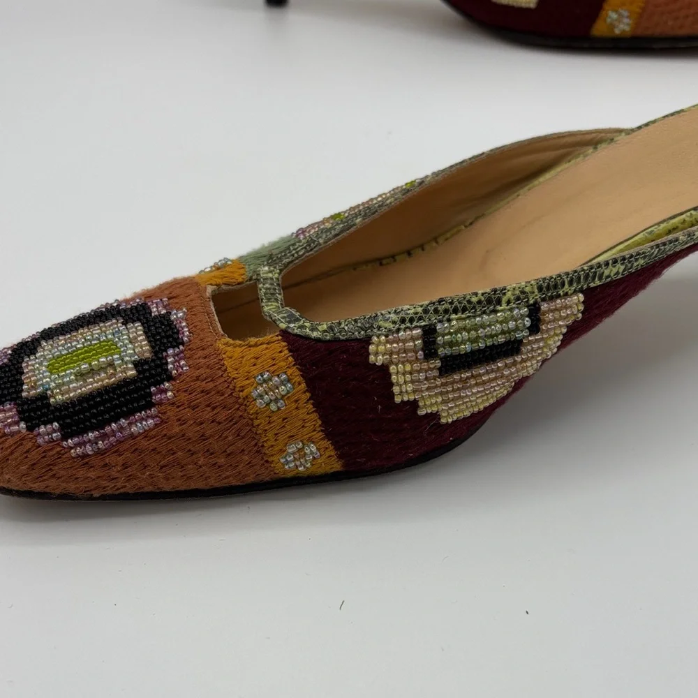 Fendi Beaded Multicolor Mule Heels - Women - Size 9 - Picture 6 of 12